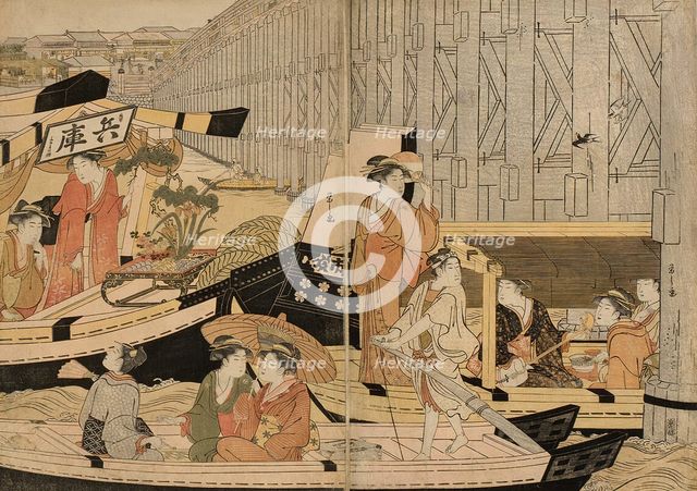 Pleasure Boats on the Sumida River, c. 1792. Creator: Hosoda Eishi.