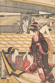 Pleasure Parties in Boats on the Sumida River under the Ryogoku Bridge, ca. 1796. Creator: Kitagawa Utamaro