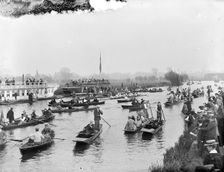 Pleasure, rowing boats and college barges on the River Thames, Oxfordshire, c1860-c1922. Artist: Henry Taunt