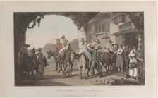 Pleasures of a Poste Aux Ânes, from "Journal of Sentimental Travels in the Southern Provin..., 1821. Creator: Thomas Rowlandson