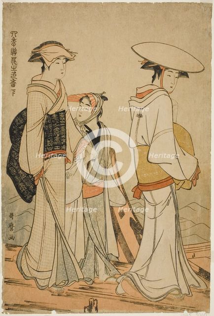 Pleasures of the Four Seasons: Colors and Scents of Flowers, left (Shiki no asobi hana..., c. 1783. Creator: Kitagawa Utamaro.