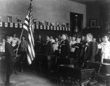 Pledge of allegiance to the flag, 8th Division, (1899?). Creator: Frances Benjamin Johnston