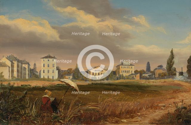 Plein Air Painter at the Outskirts of the City,  c.1840. Creator: Eugen Friedrich Peipers.