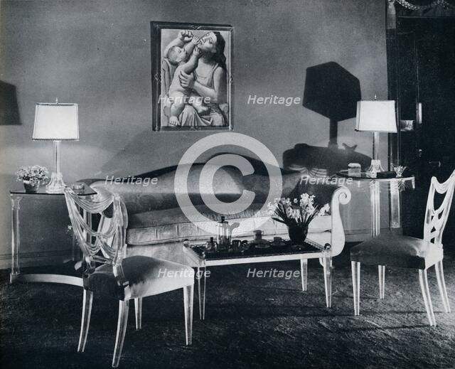 'Plexiglas furniture in a 1940s interior', 1941. Artist: Unknown.