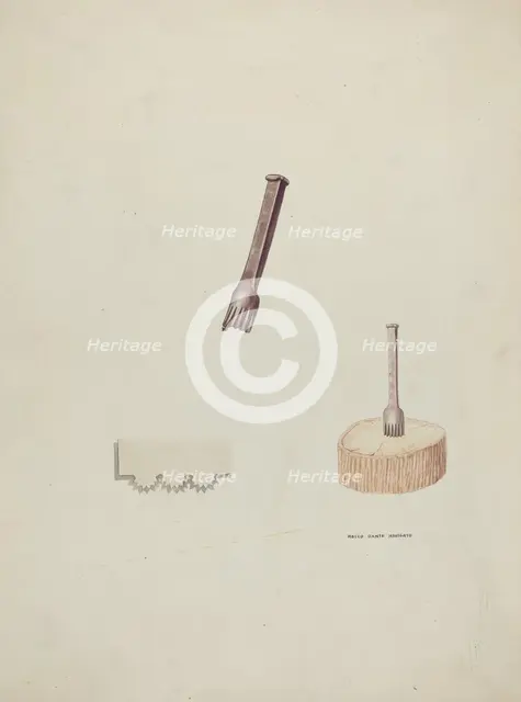 Plinker and Wood Block, 1935/1942. Creator: Oscar Bluhme.