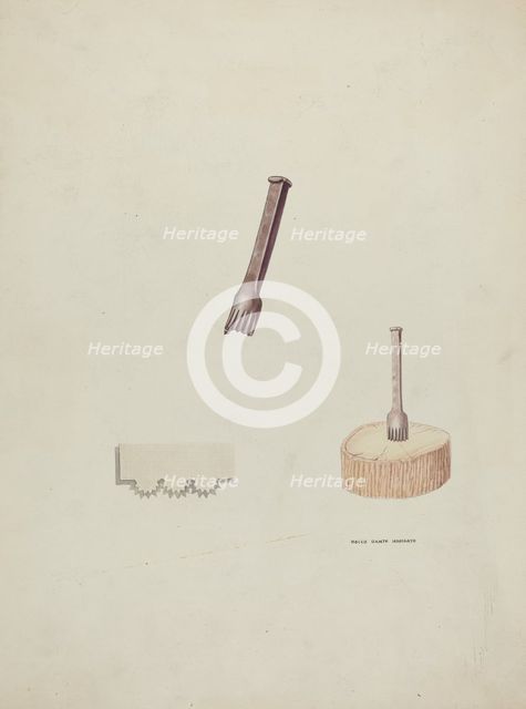 Plinker and Wood Block, 1935/1942. Creator: Oscar Bluhme.