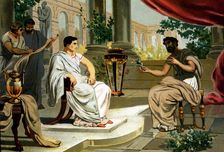 Pliny the Old (23-79), Latin erudite and writer, in audience with the emperor Vespasian (9-79)…