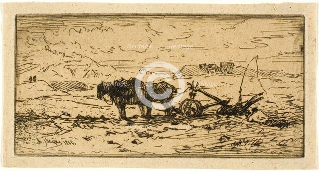 Plowman and his Team Resting, 1846. Creator: Charles Emile Jacque.