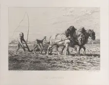 Plowing, 1864. Creator: Charles Emile Jacque
