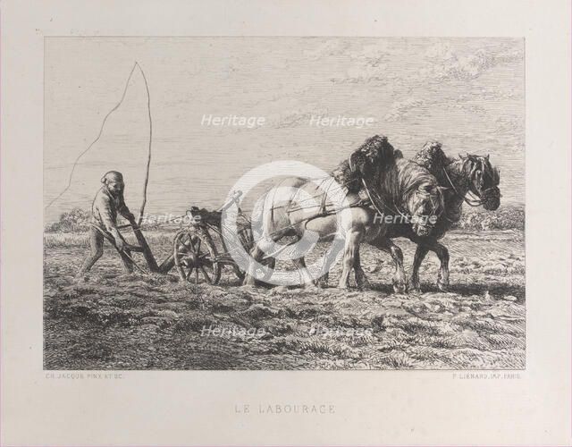Plowing, 1864. Creator: Charles Emile Jacque.