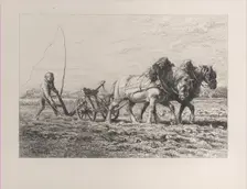 Plowing, 1864. Creator: Charles Emile Jacque