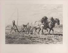 Plowing, 1864. Creator: Charles Emile Jacque
