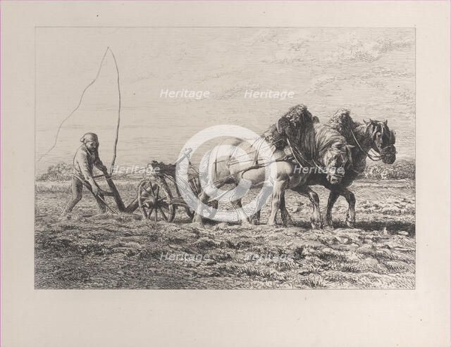 Plowing, 1864. Creator: Charles Emile Jacque.