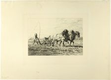 Plowing, c. 1865. Creator: Charles Emile Jacque