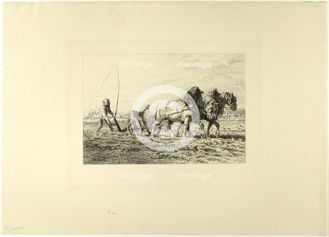 Plowing, c. 1865. Creator: Charles Emile Jacque.