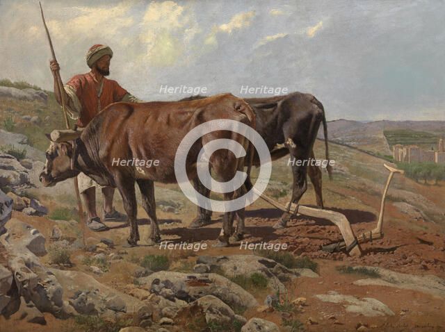 Plough Oxes with Fellah, 1877. Creator: Charles Verlat.