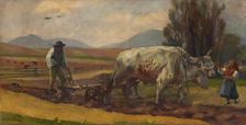 Ploughing, 1913. Creator: Jozef Hanula