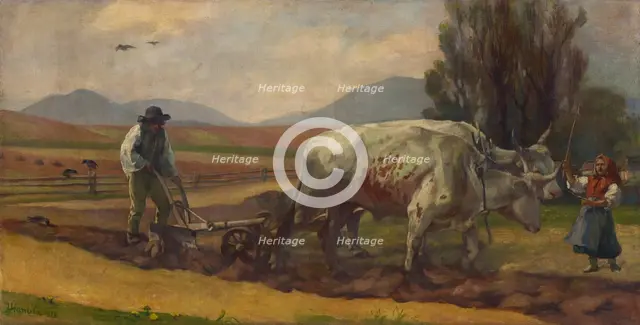 Ploughing, 1913. Creator: Jozef Hanula.