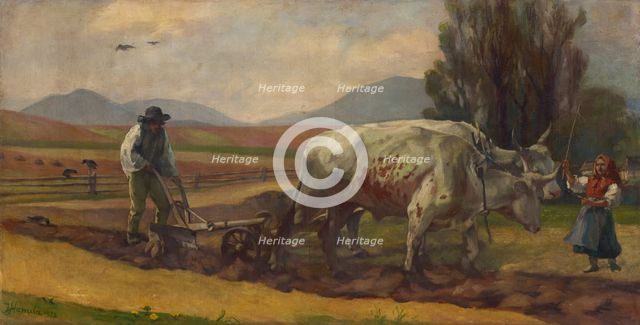 Ploughing, 1913. Creator: Jozef Hanula.