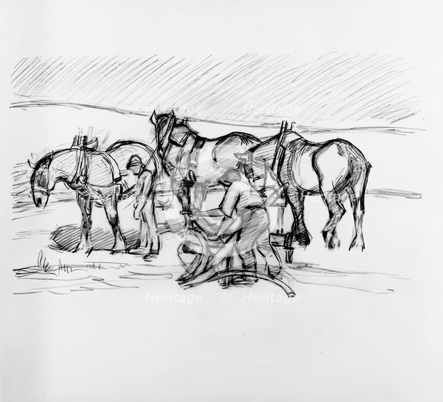 Ploughing on the Downs, c1907. Creator: Robert Polhill Bevan.