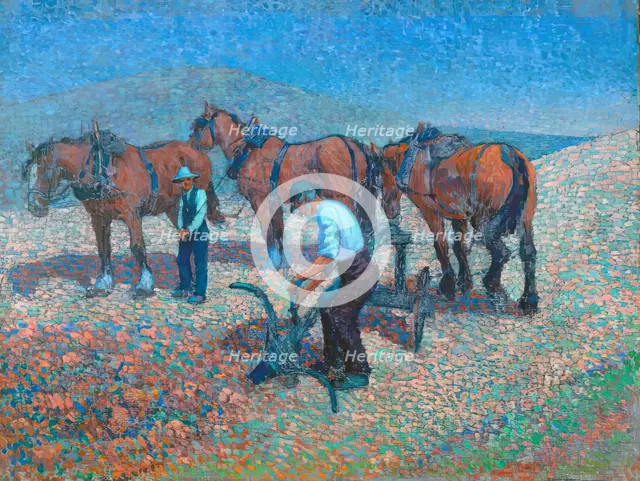 Ploughing on the Downs, c1907. Creator: Robert Polhill Bevan.