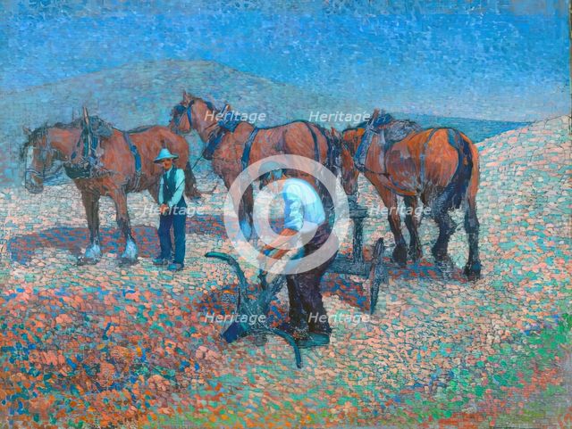 Ploughing on the Downs, c1907. Creator: Robert Polhill Bevan.