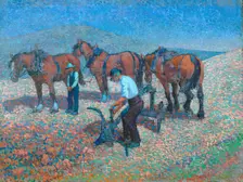 Ploughing on the Downs, c1907. Creator: Robert Polhill Bevan
