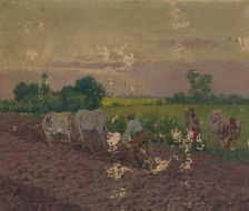 Ploughing, around 1906. Creator: Gustav Mally