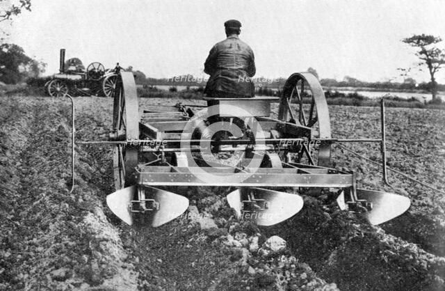 Ploughing by machinery, c1926.Artist: Sir John Fowler