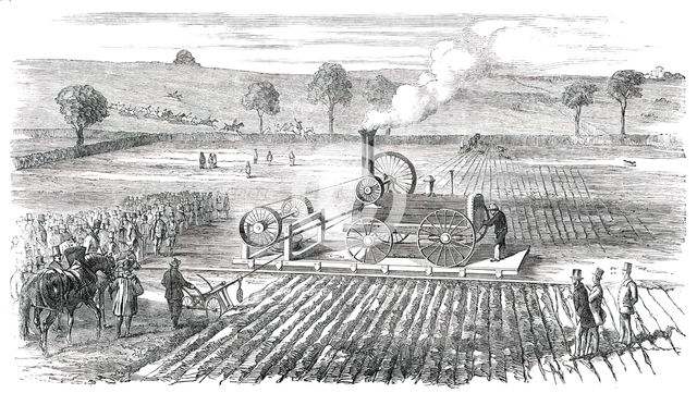 Ploughing by Steam - Trial at Grimsthorpe, by Lord Willoughby d'Eresby, 1850. Creator: Unknown.