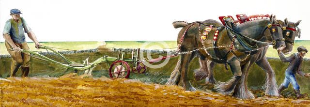 Ploughing, c1830-1900, (c1990-2010). Artist: Judith Dobie.