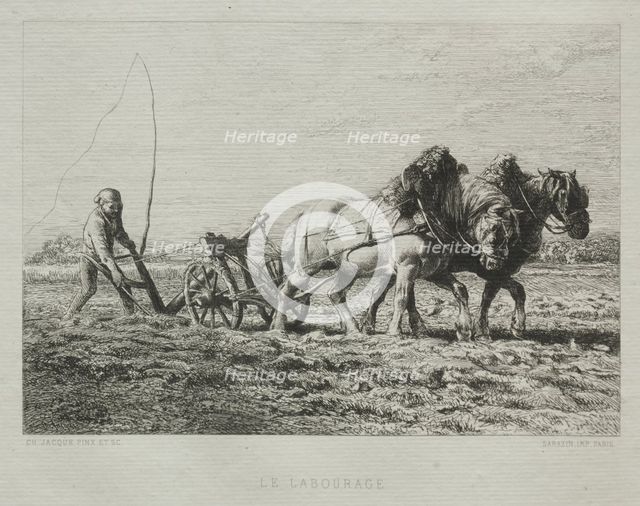 Ploughing. Creator: Charles-Émile Jacque (French, 1813-1894).