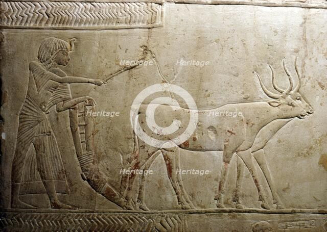 Ploughing from an Egyptian Stele, 18th Dynasty, 1332BC-1323 BC. Artist: Unknown.