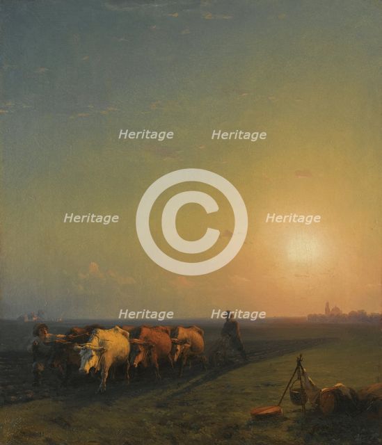 Ploughing the fields, Crimea, 1865. Artist: Aivazovsky, Ivan Konstantinovich (1817-1900)