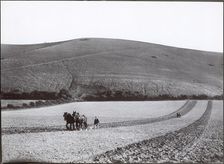 Ploughing under the shadow of the Dyke, 1930s. Creator: J Dixon Scott