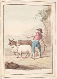Ploughman of Minorca, leaf from A Collection of Dresses by David Allan Mostly from Nature 1776. Creator: David Allan