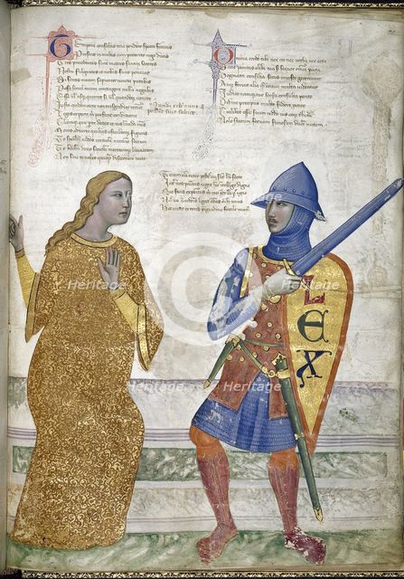 Prudence and Justice (From Regia Carmina by Convenevole da Prato). Artist: Pacino di Buonaguida (active 1302-1343)