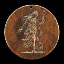 Prudence Holding a Mirror and Compasses [reverse], probably 1518/1525. Creator: Unknown
