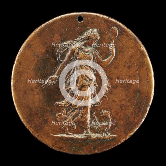 Prudence Holding a Mirror and Compasses [reverse], probably 1518/1525. Creator: Unknown.