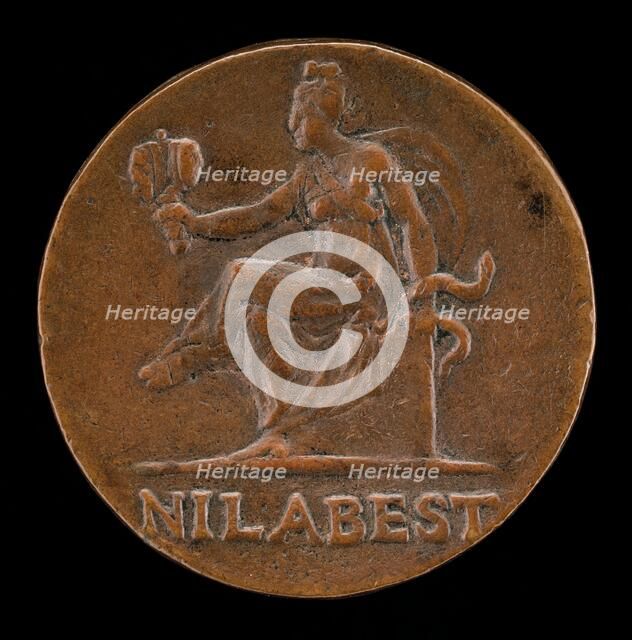 Prudence Holding a Double-Faced Head [reverse], c. 1524. Creator: Girolamo Santacroce.