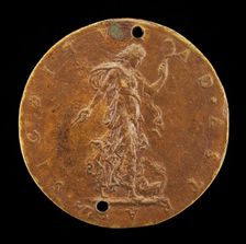 Prudence with a Dragon at her Feet [reverse], mid 16th century. Creator: Unknown