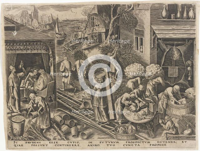 Prudentia (Prudence) from The Seven Virtues, 1559. Creator: Galle, Philipp (Philips) (1537-1612).