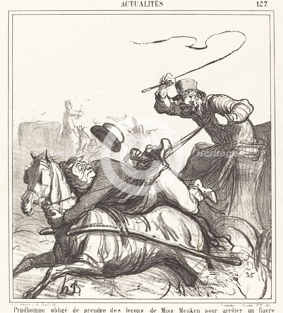 Prudhomme obligé de prendre des leçons..., 1867. Creator: Honore Daumier.