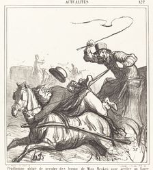 Prudhomme obligé de prendre des leçons..., 1867. Creator: Honore Daumier