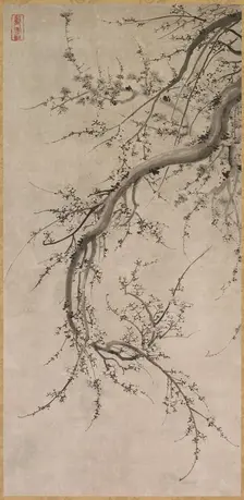 Prunus, 17th century. Creator: Kano Ein? (Japanese, 1631-1697), attributed to
