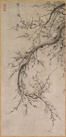 Prunus, 17th century. Creator: Kano Ein? (Japanese, 1631-1697), attributed to