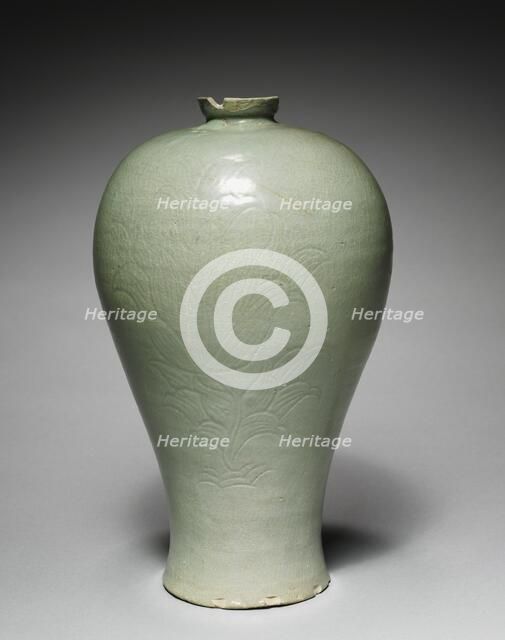 Prunus Vase with Incised Peony Design, 1100s-1200s. Creator: Unknown.