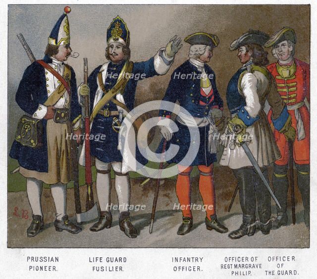 Prussian and French soldiers of 1704 (19th century). Artist: Unknown