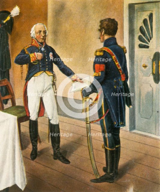Prussian General Courbière, Commandant of Graudenz, and French envoy Savary, 1807, (1936). Creator: Unknown.