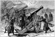 Prussian guns at the siege of Paris, Franco-Prussian War, January 1871 (c1880)